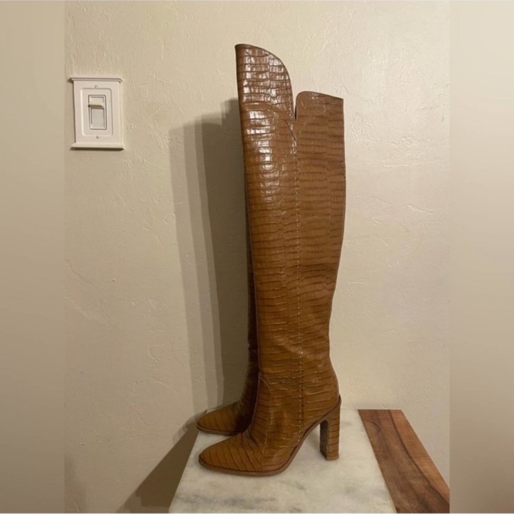 Maxmara over the knee croc embossed boots - Picture 5 of 10